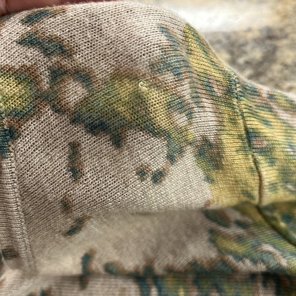J Jill woman’s 3/4 sleeve tunic style top Paisley tan green Silk Cotton Cashmere - Picture 8 of 12
